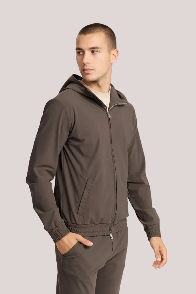 Mocha Brown Hooded Tech Vest