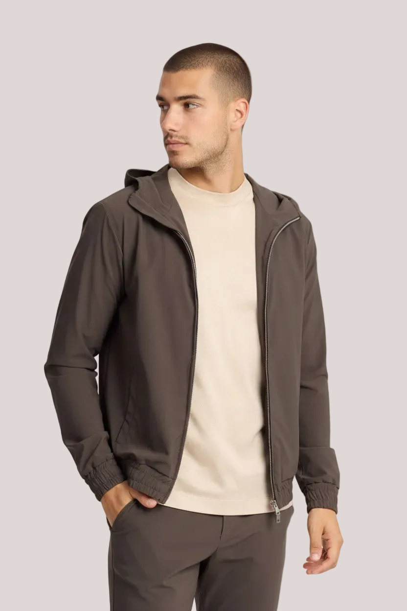 Mocha Brown Hooded Tech Vest