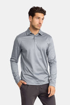 Mist Grey Longsleeve Polo Shirt
