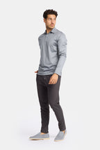 Mist Grey Longsleeve Polo Shirt