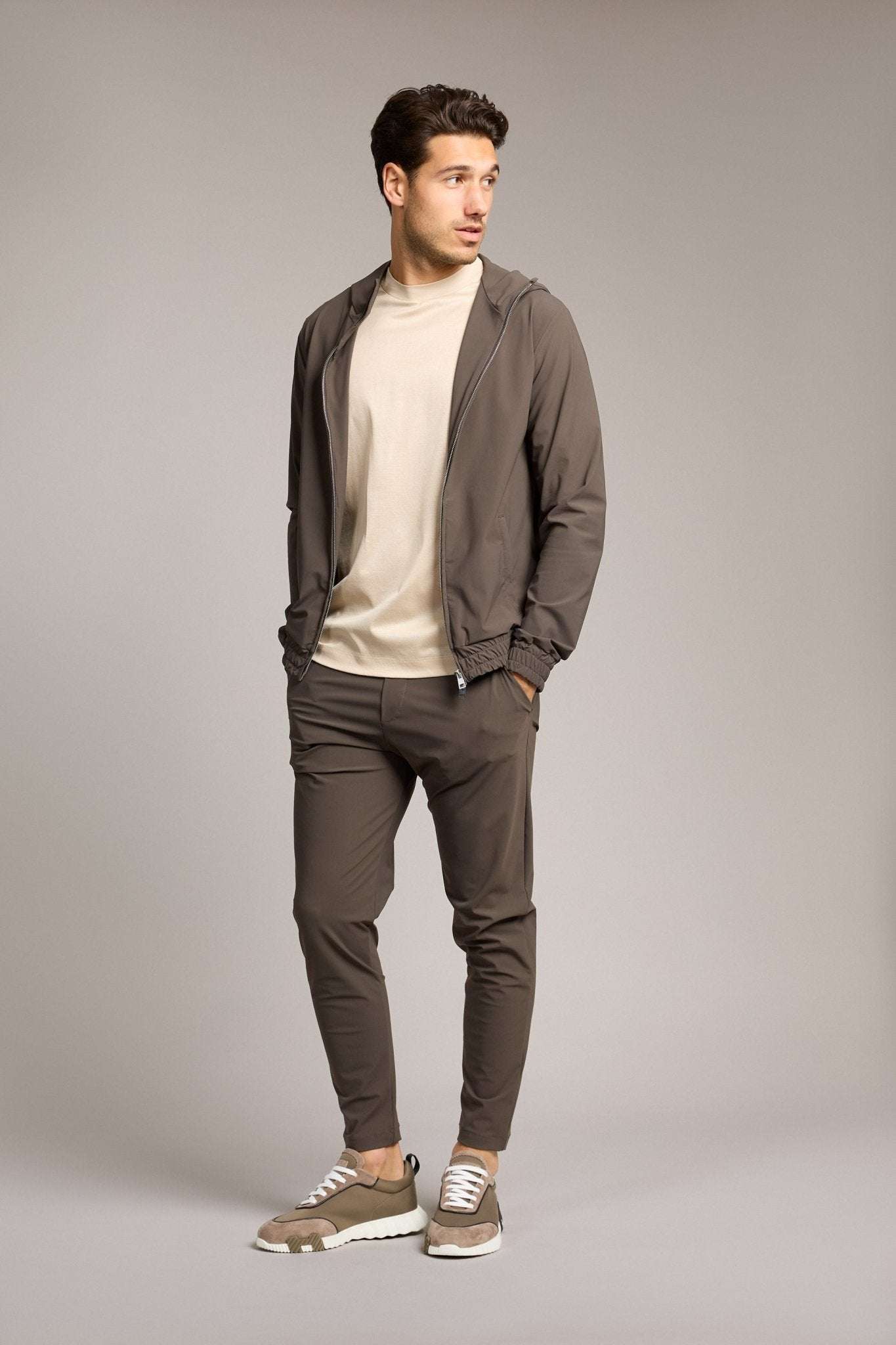 Mocha Brown Hooded Tech Suit